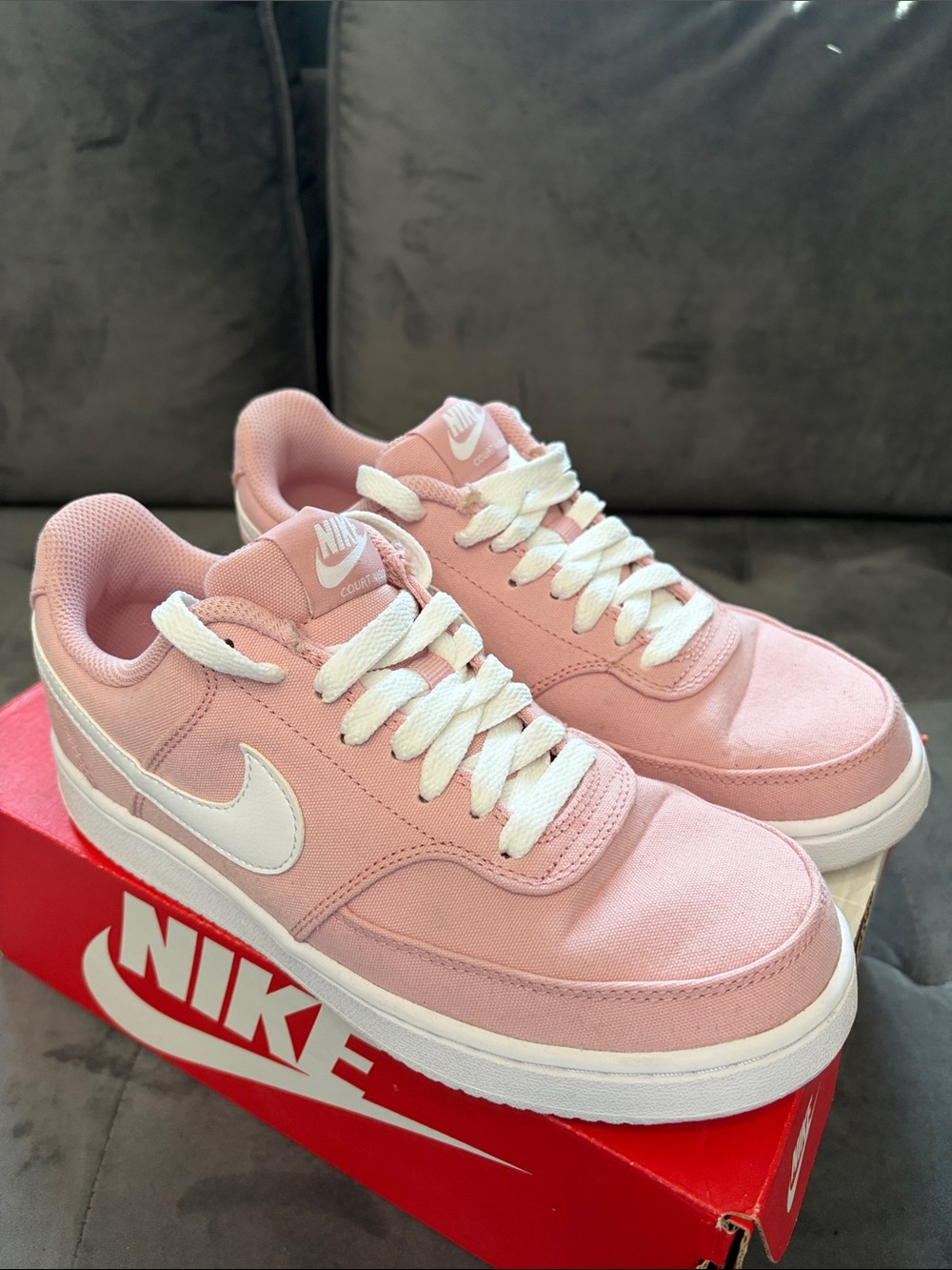 Nike Women’s Pink Low-Top Court Sneakers - Picture 2 of 6